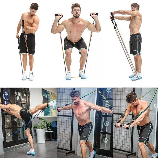 Resistance Bands Set 11pcs – Door Anchor Home Gym Kit Exercise Resistance Bands with Handles & Door Anchor Fitness Resistance Bands Set – Full Body Workout Kit
