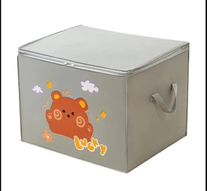 Foldable Clothes Storage Box – Large Cartoon Print Wardrobe Organizer Bag with Zipper & Clear Window | Quilt, Blanket & Clothing Storage Bin for Home