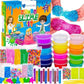 Jumbo Slime Kit for Kids – DIY Fluffy & Glitter Slime Making Set with 24 Colors, Foam Beads, Sequins & Charms | Fun Sensory Activity Toy
