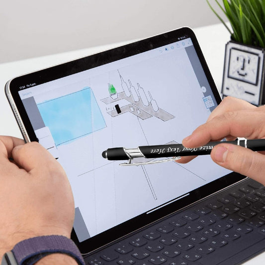 Personalized Engraved Pen with Custom Name/Text – Elegant Black Metal Pen with Stylus Tip & Gift Box | Perfect Gift for Him, Her, Boss & Graduation
