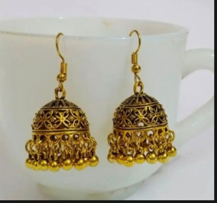 Oxidized Silver Jhumki Earrings – Traditional Afghani Jhumka Dangle Earrings for Women | Ethnic Boho Jewelry for Eid, Weddings & Mehndi