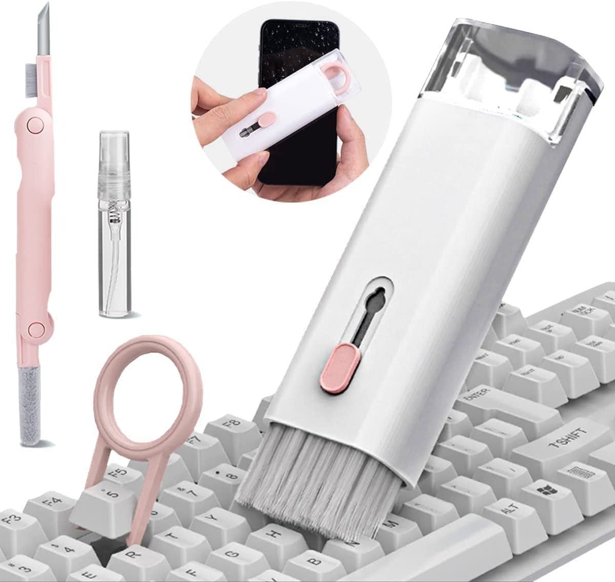 7-in-1 Electronics Cleaning Kit – Multi-Tool Keyboard, Earbuds & Laptop Cleaner Set with Brush, Cleaning Pen, Spray Bottle & Key Puller