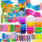 Jumbo Slime Kit for Kids – DIY Fluffy & Glitter Slime Making Set with 24 Colors, Foam Beads, Sequins & Charms | Fun Sensory Activity Toy