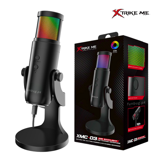 Xtrike Me XMC-03 RGB USB Microphone – Mute & Angle RGB USB Condenser Mic for Streaming, Gaming, Podcast XMC-03 USB Microphone with Adjustable Stand & RGB