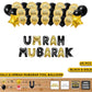 Umrah Mubarak Balloon Set (45 Pcs) – Black & Gold Foil Letter Balloons & Star Decoration Kit