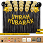 Umrah Mubarak Balloon Set (45 Pcs) – Black & Gold Foil Letter Balloons & Star Decoration Kit