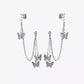 Silver Butterfly Chain Ear Cuff Earrings – Long Dangle Tassel Drop Earrings for Women & Girls