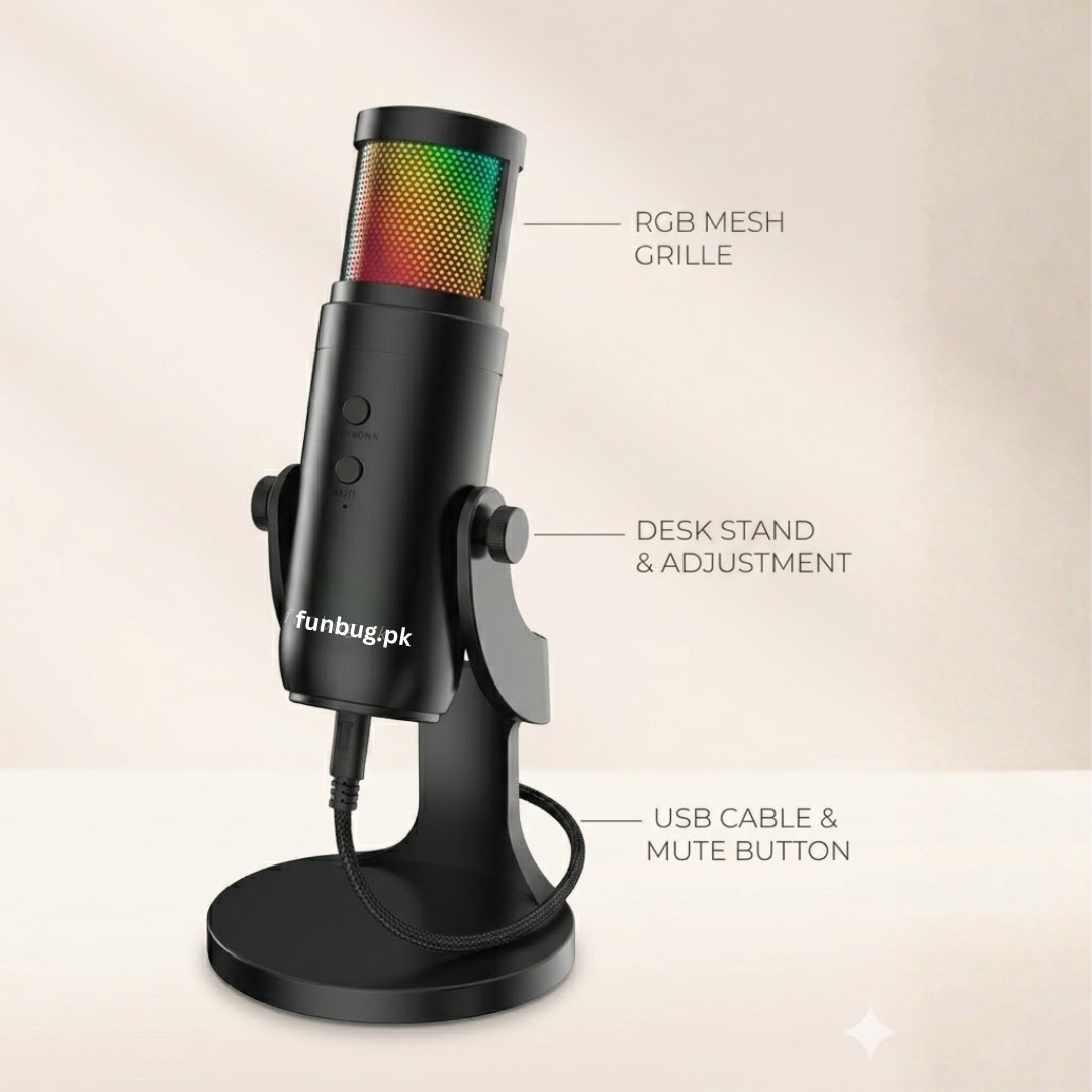 Xtrike Me XMC-03 RGB USB Microphone – Mute & Angle RGB USB Condenser Mic for Streaming, Gaming, Podcast XMC-03 USB Microphone with Adjustable Stand & RGB