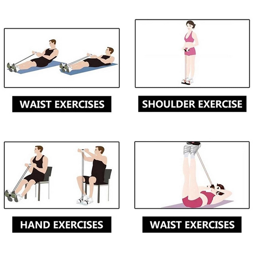 4-Tube Pedal Resistance Band – Sit-Up Pull Rope Exerciser for Abs, Arms & Legs