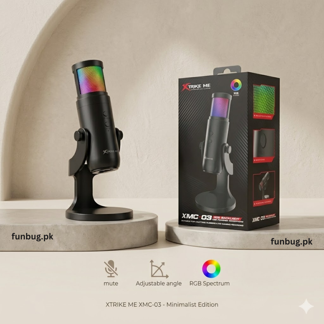 Xtrike Me XMC-03 RGB USB Microphone – Mute & Angle RGB USB Condenser Mic for Streaming, Gaming, Podcast XMC-03 USB Microphone with Adjustable Stand & RGB