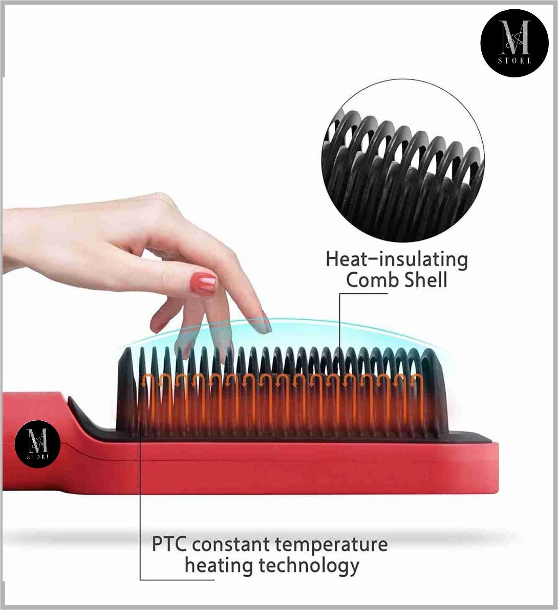 Hair Straightening Brush – 5 Heat Settings, Anti-Scald Electric Hair Straightener Comb – Fast & Frizz-Free Ceramic Hair Straightening Brush | 5 Intensity Levels