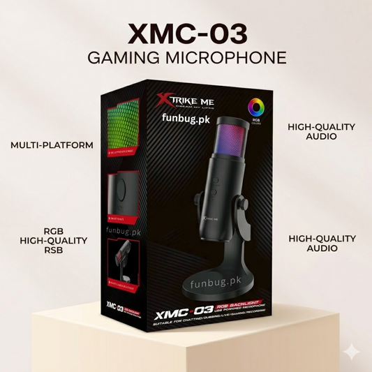 Xtrike Me XMC-03 RGB USB Microphone – Mute & Angle RGB USB Condenser Mic for Streaming, Gaming, Podcast XMC-03 USB Microphone with Adjustable Stand & RGB