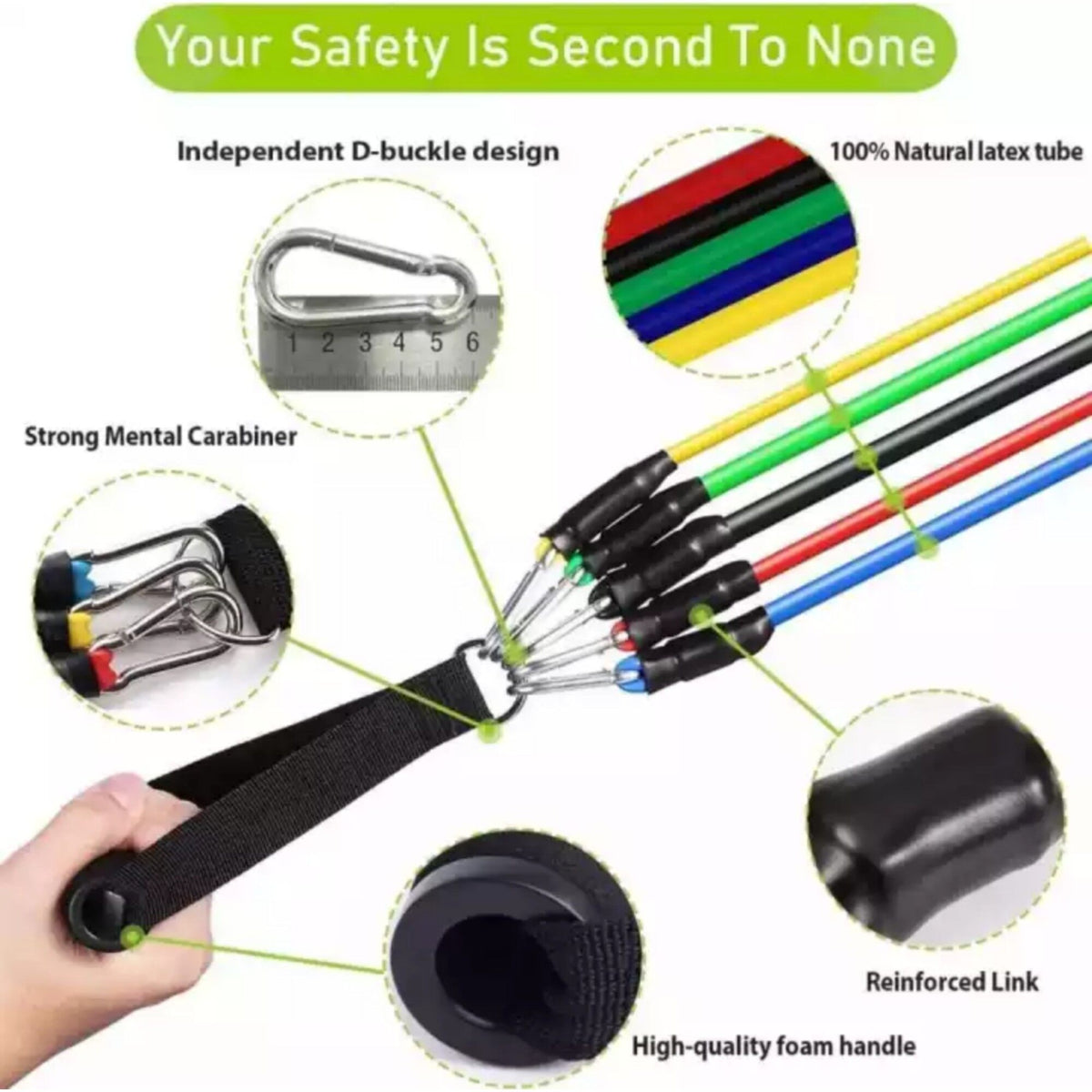 Resistance Bands Set 11 Pieces – Exercise Bands with Handles, Ankle Straps, Door Anchor & Carrying Bag | Home Gym Workout Kit for Full Body Training