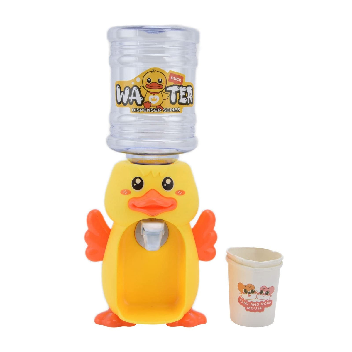 Cute Duck Mini Water Dispenser for Kids – Mini Drinking Fountain Toy with Cup (Yellow)