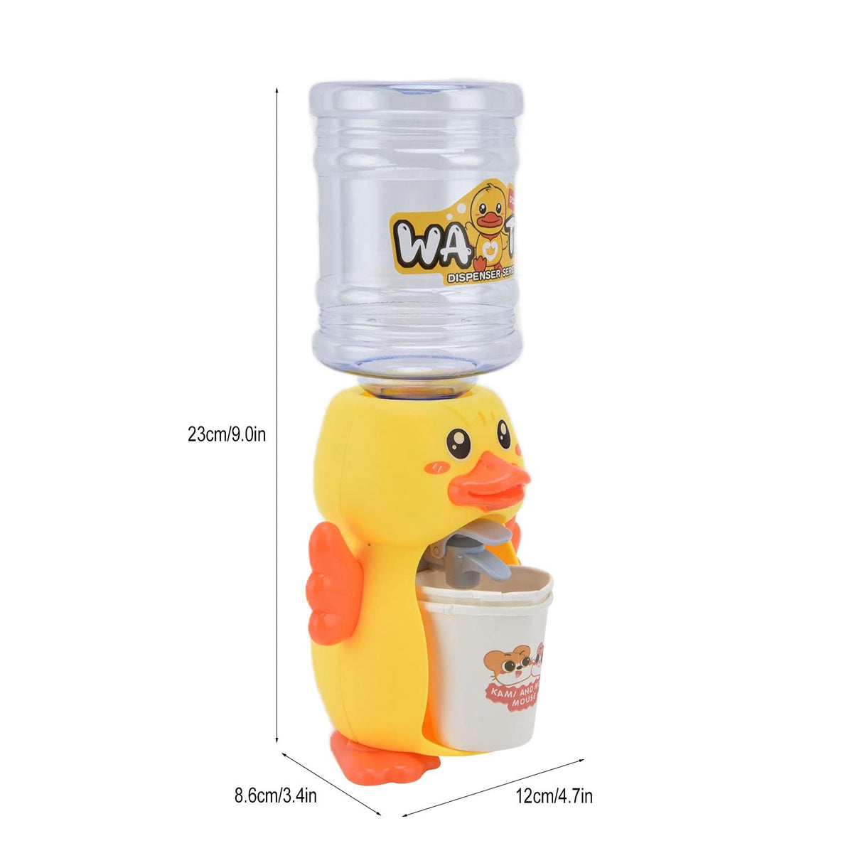 Cute Duck Mini Water Dispenser for Kids – Mini Drinking Fountain Toy with Cup (Yellow)