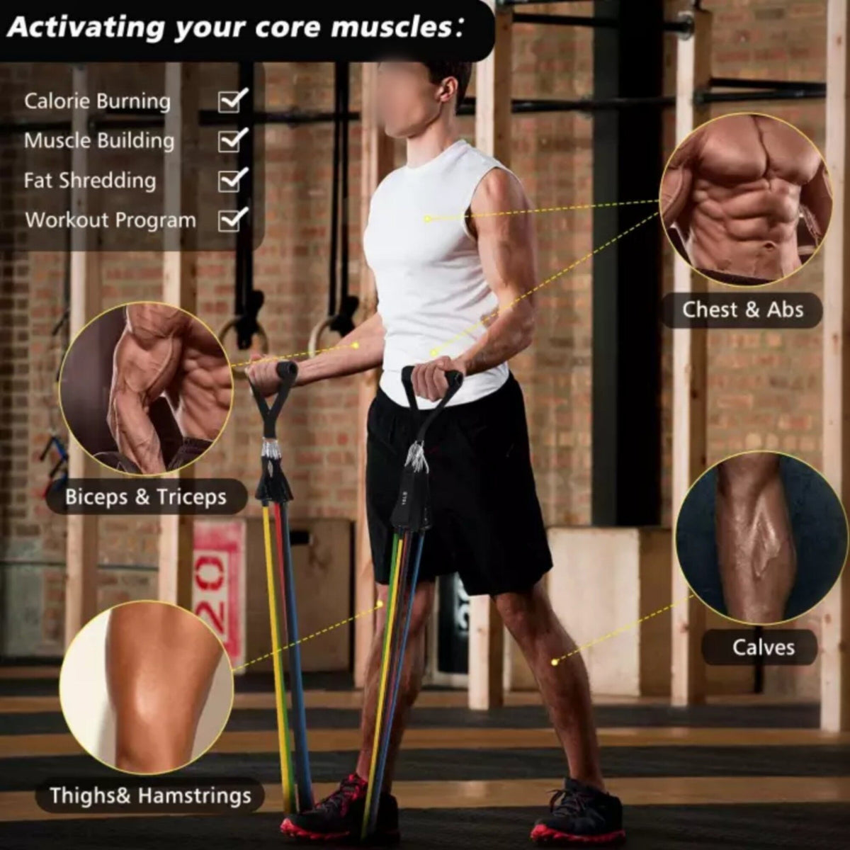 Resistance Bands Set 11 Pieces – Exercise Bands with Handles, Ankle Straps, Door Anchor & Carrying Bag | Home Gym Workout Kit for Full Body Training
