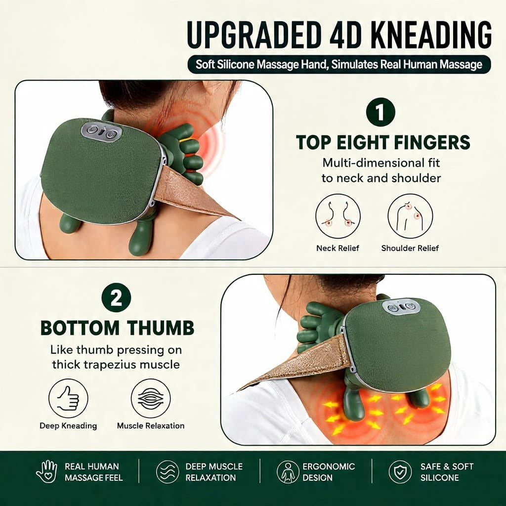 Cute Mini Massager – Portable Rechargeable Deep Kneading Body Massager with Auto Shut-Off | Neck, Shoulder & Back Massage Device for Home & Travel