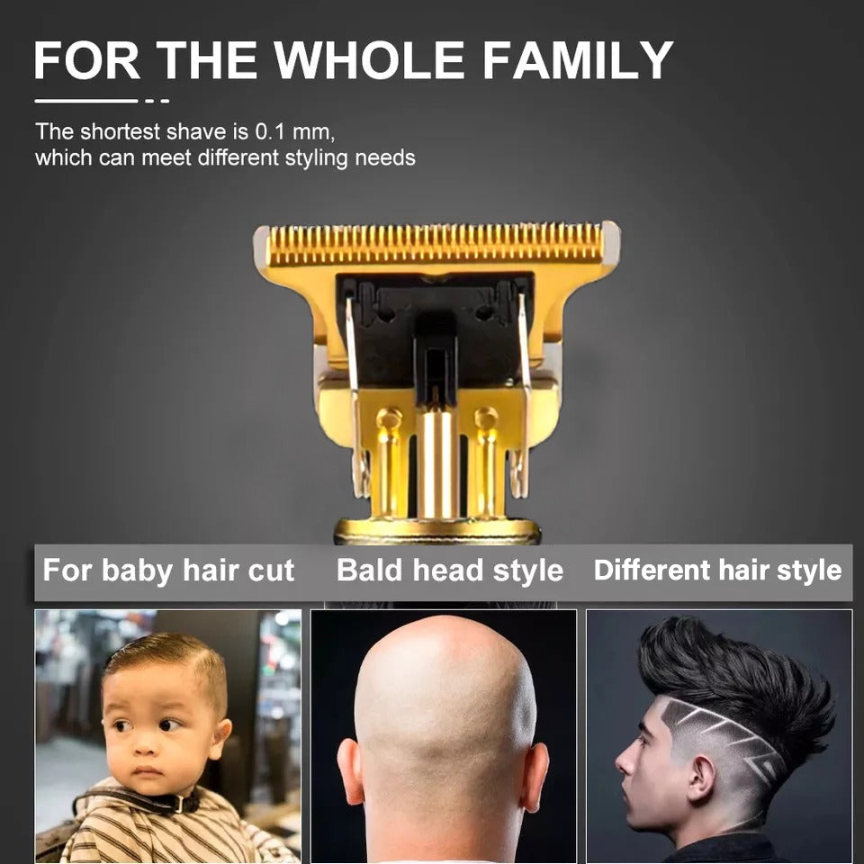Vintage T9 Dragon Rechargeable Hair Trimmer – Gold Finish Beard & Hair Shaver for Men