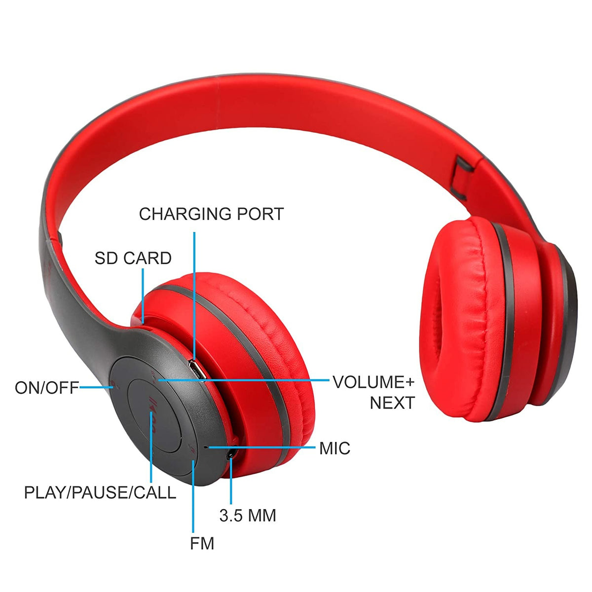 P47 Wireless Bluetooth Headphones – Foldable Stereo Headset with Mic & SD Card Slot