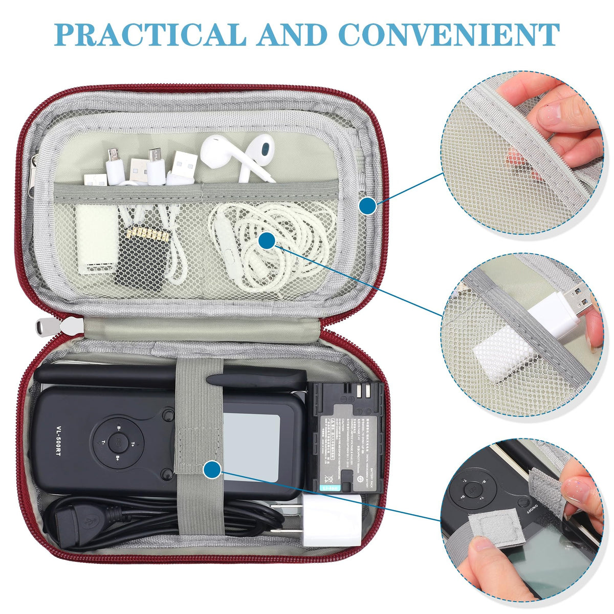 Electronics Travel Organizer Pouch – Waterproof Cable & Gadget Storage Bag with Wrist Strap | Portable Multi-Compartment Case for Charger, Power Bank & Accessories