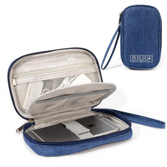 Electronics Travel Organizer Pouch – Waterproof Cable & Gadget Storage Bag with Wrist Strap | Portable Multi-Compartment Case for Charger, Power Bank & Accessories