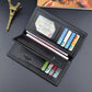 Long Bifold Leather Wallet for Men – Multi Card Holder Wallet with ID Window, Zipper Pocket & Cash Compartment | Slim PU Leather Purse